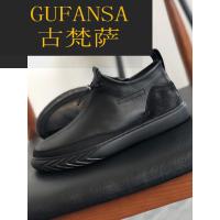 GUFANSA法国奢侈品牌 欧洲上流名士高端品牌切尔西靴男真皮英伦男靴2021秋季新款高帮皮鞋韩版百搭男士马丁靴