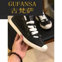 GUFANSA法国奢侈品牌 欧洲上流名士高端品牌欧洲站男鞋高帮鞋子2021秋季真皮小白鞋韩版英伦中帮短靴马丁靴潮