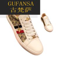 GUFANSA法国奢侈品牌 欧洲上流名士高端品牌2021秋冬季刺绣小白鞋男小蜜蜂印花板鞋男士潮流百搭休闲男鞋子