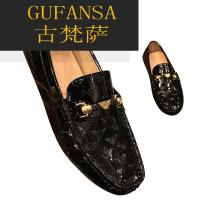 GUFANSA法国奢侈品牌 欧洲上流名士高端品牌联名利登阿玛尼豆豆鞋男夏季男士休闲鞋懒人一脚蹬百搭驾车皮鞋