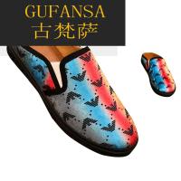 GUFANSA法国奢侈品牌 欧洲上流名士高端品牌联名利登阿玛尼印花半拖鞋男韩版潮流懒人休闲凉鞋软底透气包头鞋