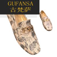 GUFANSA法国奢侈品牌 欧洲上流名士高端品牌美杜莎复古真皮豆豆鞋男2022年新款男士休闲鞋软皮软底套脚一脚蹬