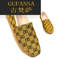 GUFANSA法国奢侈品牌 欧洲上流名士高端品牌酷奇布鞋男夏季透气懒人一脚蹬老北京帆布亚麻渔夫鞋男2022新款