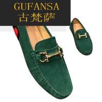 GUFANSA法国奢侈品牌 欧洲上流名士高端品牌旗舰店酷奇磨砂皮豆豆鞋男鞋真皮驾车鞋休闲一脚蹬百搭懒人鞋