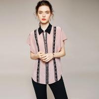 2020夏季跨境货源优雅气质真丝开衫翻领直筒型女式衬衫