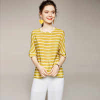 2020夏季优雅气质真丝套头圆领直筒型女式T恤