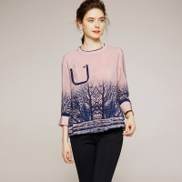 2020夏季优雅气质真丝套头圆领直筒型女式衬衫