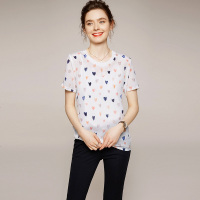 2020夏季优雅气质真丝套头短袖V字领直筒型女式T恤