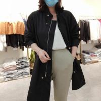 2020秋季新款韩版百搭大衣女长袖纯色气质收腰立领中长款风衣女