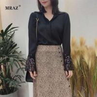 2020新款百搭气质女士衬衣V领纯色重工刺绣真丝秋季衬衫女