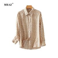 2020秋季新款气质通勤宽松重磅真丝衬衣女长袖印花桑蚕丝上衣女