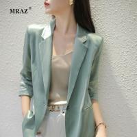 韩版气质三醋酸西装外套女2020秋季新款纯色修身醋酸小西装女