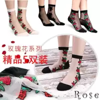 带花中筒丝袜女水晶防滑丝袜女士丝袜薄款耐磨防勾丝玻璃