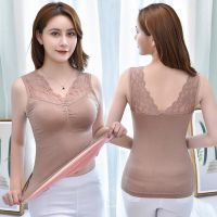 保暖背心女加绒加厚锁温保暖内衣带胸垫打底大码塑身