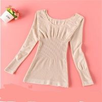 保暖内衣薄款高弹紧身女士打底衣秋衣女内穿低领女式美体长袖上衣