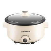 欧点分体式电火锅家用多用途锅电煮锅多功能电热锅电炒锅可拆卸锅身易清洁 分体火锅3L 米白