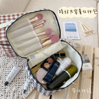 格纹旅行便携大容量化妆包多功能化妆工具简约收纳洗漱包袋女