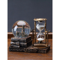 复古水晶球沙漏计时器创意摆件酒柜客厅家居装饰品桌面房间电视柜
