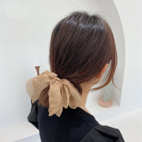 温柔韩范垂感雪纺蝴蝶结发圈韩国东大发饰扎头绳马尾绑发带皮筋