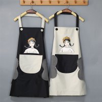 可爱家用厨房日系韩版防水大人女时尚围裙防油薄款夏天超薄裙子式