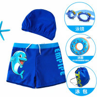 儿童泳裤男童平角泳衣游泳衣带帽宝宝泳衣男孩分体泳装童泳衣