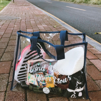 网滩包透明防水包大容量韩国果冻包游泳购物收纳袋旅行手提袋