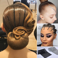 拉丁舞头饰钻国标舞比赛钻条树脂专业黑池盘发亮钻自粘摩登舞发饰