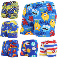 儿童泳裤男童童韩版时尚印花带系带男孩速干沙滩游泳泳裤