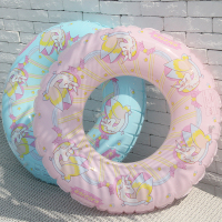 粉色独角兽加厚游泳圈 天蓝色可爱游泳圈 小女孩游泳圈
