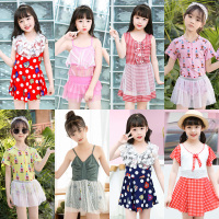 新款大童泳衣儿童连体短袖12-18岁女童时尚运动平角裙式泳装厂家