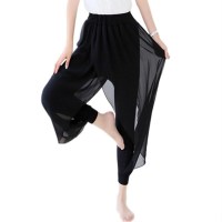 网纱灯笼裤女夏季薄款显瘦宽松胖妹妹大码九分萝网纱灯笼裤子瑜伽