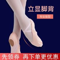 艺考显脚背免系带舞蹈鞋全棉帆布软底练功猫爪鞋形体芭蕾舞鞋驼色