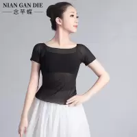 舞蹈服网纱上衣跳舞纱衣芭蕾舞短袖罩衫女古典舞练功服成人中国舞