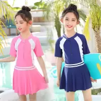 儿童泳衣女2020新款连体裙式童女童泡温泉学生少女游泳装