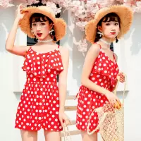 泳衣女连体裙式平角保守显瘦泡温泉女士小胸聚拢韩国时尚学生泳装