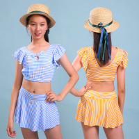 儿童泳衣女童女孩童公主裙式游泳衣中学生保守平角泳装