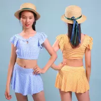 儿童泳衣女童女孩童公主裙式游泳衣中学生保守平角泳装