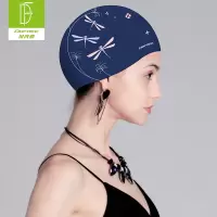 泳帽女防水不勒头印花泳帽 原创图案 时尚防水护耳泳帽