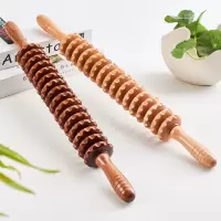 榉木木制瑜伽按摩滚轮棒瘦全身腰颈椎背肩腿部木质经络健身按摩器