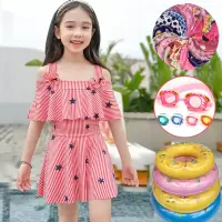 新款儿童泳衣女女童童宝宝连体小公主裙式可生女孩游泳装