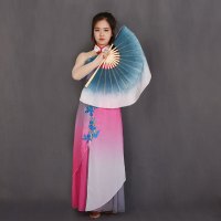 中国墨扇子古典民族舞舞蹈扇 墨兰渐变扇子 跳舞扇孤月杳然