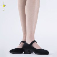秧歌舞蹈鞋儿童民族民间舞鞋黑色绒跟鞋女鞋绒布鞋成人考级练功鞋