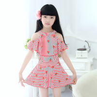 儿童泳衣女分体平角女孩小学生裙式保守可爱加大码女童游泳装