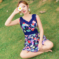 中年泳衣女保守连体遮肚妈妈温泉大码游泳衣女装泳衣2018新款连体