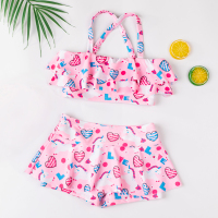 儿童泳衣女孩女童韩国可爱裙式游泳衣宝宝婴儿分体比基尼公主温泉