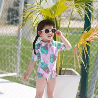 韩国儿童泳衣女童连体泳衣速干中袖可宝小公主泳装