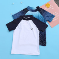 20欧美新款儿童短袖泳衣上衣男女小中童户外冲浪服速干50