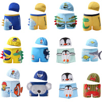 新款儿童泳裤男童平角韩国婴儿游泳裤小孩加帽卡通恐龙宝宝游泳裤