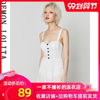 2020新款网红游泳衣女 显瘦遮肚保守风仙女范连体裙式聚拢温泉