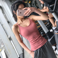 带胸托瑜伽服上衣女美背运动跑步健身内衣交叉带胸垫瑜伽背心